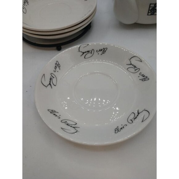 Elvis Presley Themed Tea Set With Teapot 4 Cups & Saucers On Metal Stand - Picture 6 of 11
